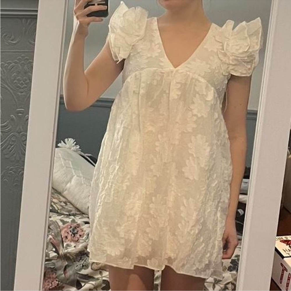 White Ruffled Babydoll Mini Dress